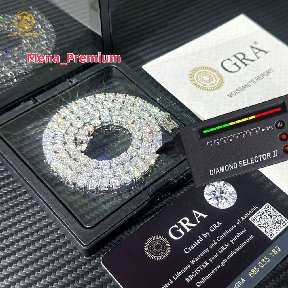 designer vvs necklace moissanite hip hop 2mm 3mm iced out diamond sterling sier 4mm 5mm woman tennis chain valentines day gift