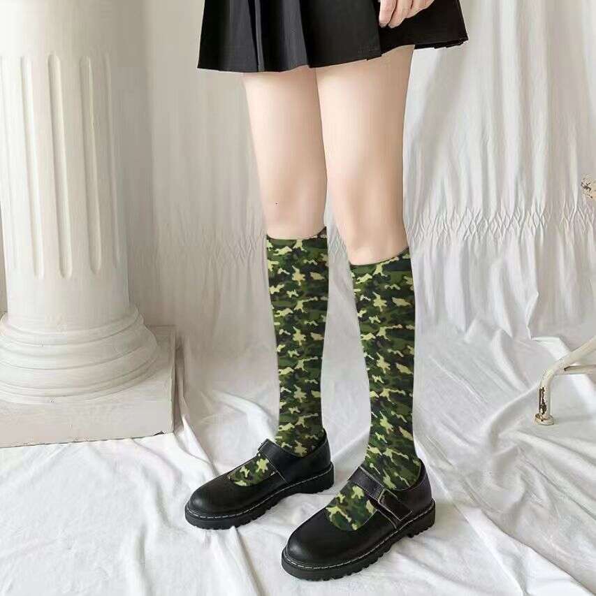 New Cross Border Spring And Autumn Silk With Printed Leg Mid Tube Socks, Fashionable, Personalized, Versatile, Colorful Socks