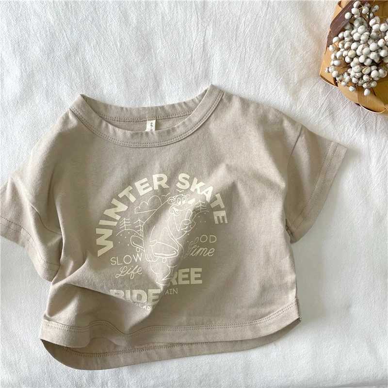 2024 Summer New Childrens Clothing cartoon letters short sleeve T-shirts Girls Boys Tees cotton loose TopsT250320