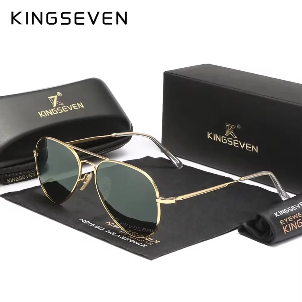 KINGSEVEN Pilot Alloy Sunglasses Polarization UV400 Anti-reflection Full Frame Parsnip Glasses Women Retro Eyewear 250318