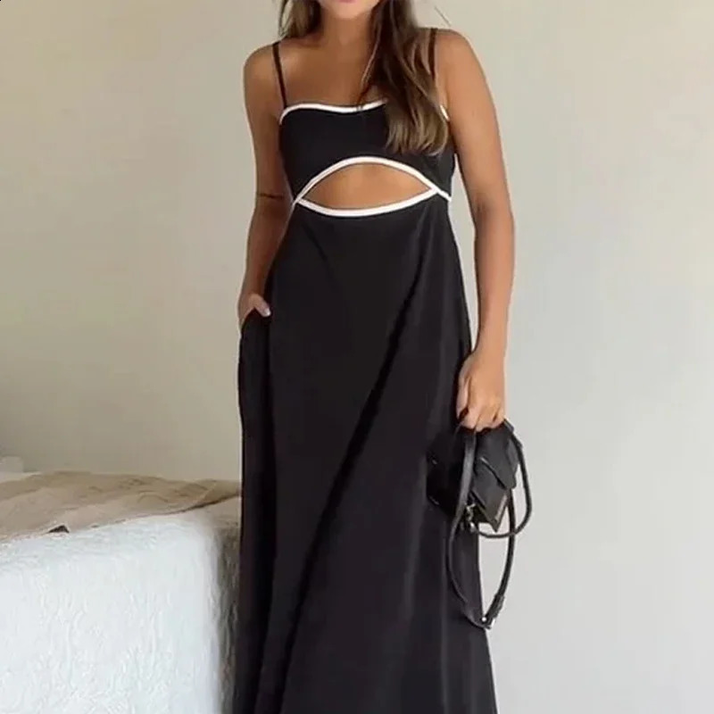 Wefads Maxi dress womens summer casual patch work pendant sleeveless backless lace loose beach long dress 250314