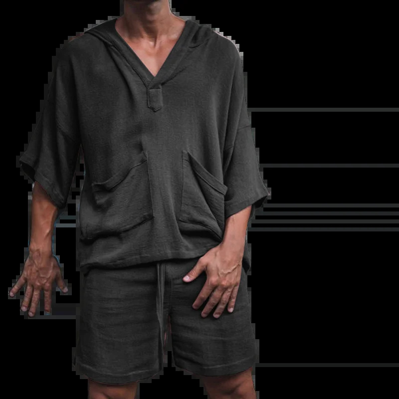 mens short sleeved loose casual fashion suit vacation clothing 250317