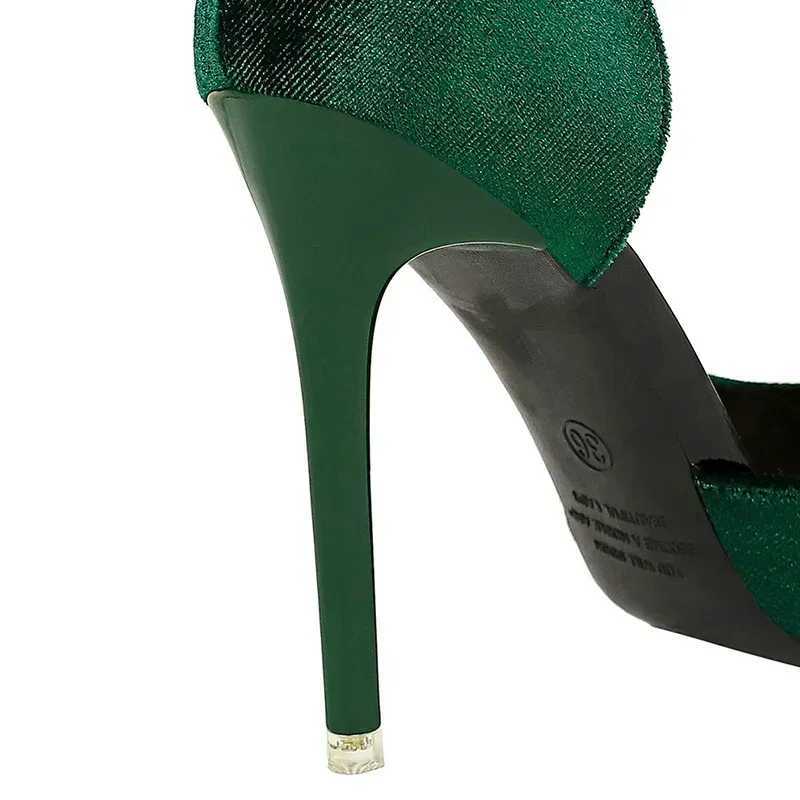Wen 10.5cm Ultra High H-Point Upper Hollow Working Pump Metal Crystal Buckle Veet Stiletto Fi Sneaker Y250319