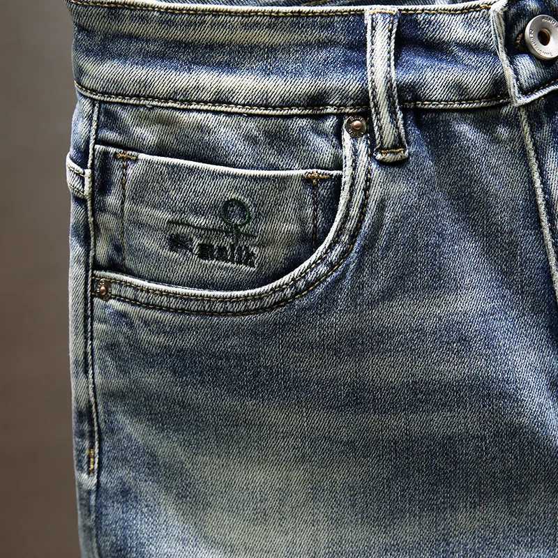 Summer new mens elastic shorts fashionable casual slim fit high-quality elastic denim shorts mens brand clothing W250319