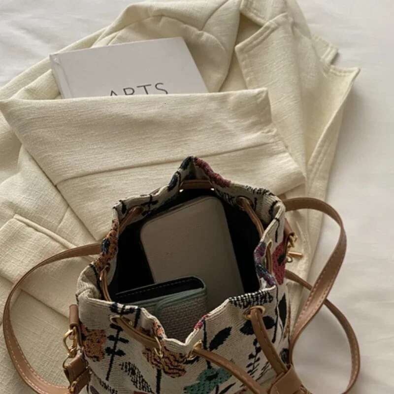 Fashion En Fabric Bucket Ral Ethnic Style Crossbody Women Shoulder Bag Designer Handbag Bolsos