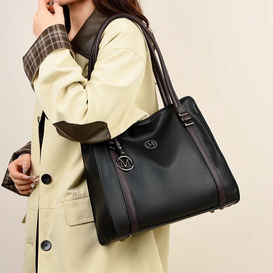 Soft Leather Handbags Women Designer Shoulder Ladies Large Capacity Top-Handle Bags Shopping Tote Bag Sac A Main