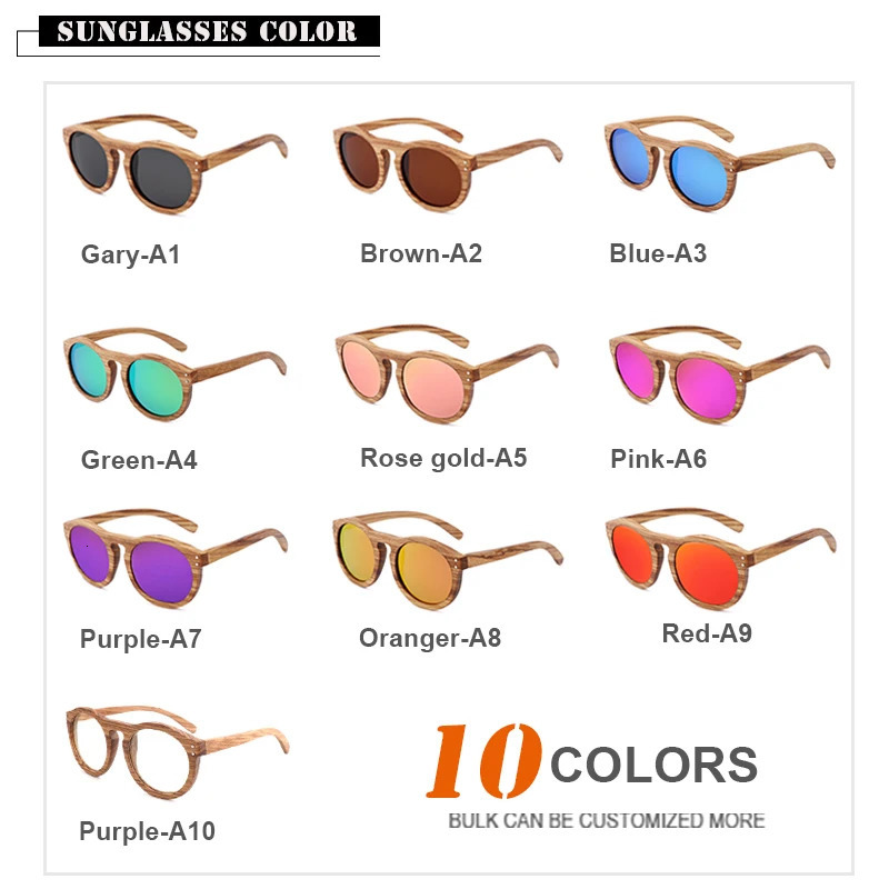 100% Real Zebra Wood Sun Glasses Women Round Wooden Sunglasses UV400 Fashion Sunglass Sport Sun Glasses Driving 250318