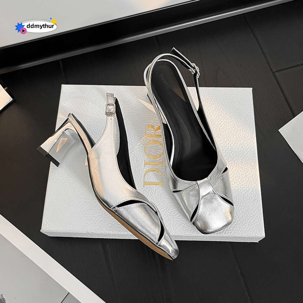 2024 Summer New Trendy Small Sier Headband Strap High Heels Korean Edition Back Air Sandals for Women ddmythur