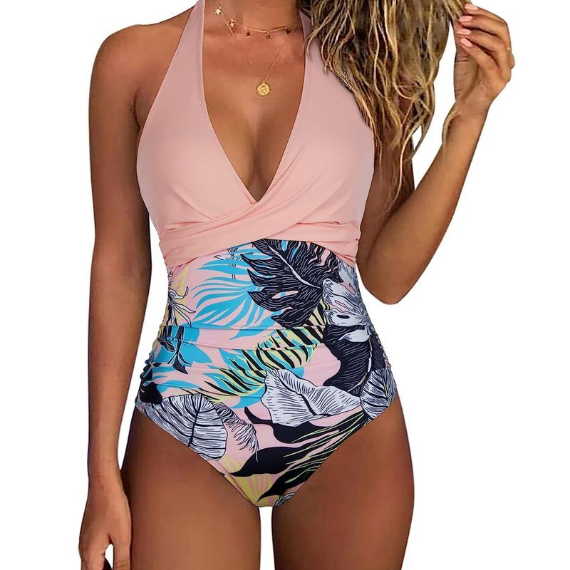 Women's Clothing Tight One Piece Female Backless Sexy Cross Color Swimsuit Spot