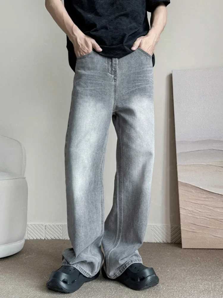 New Vintage Gray Baggy Jeans Men Fashion Harajuku Casual Y2k Pants Straight High Street Male Wide Denim TrousersT250319