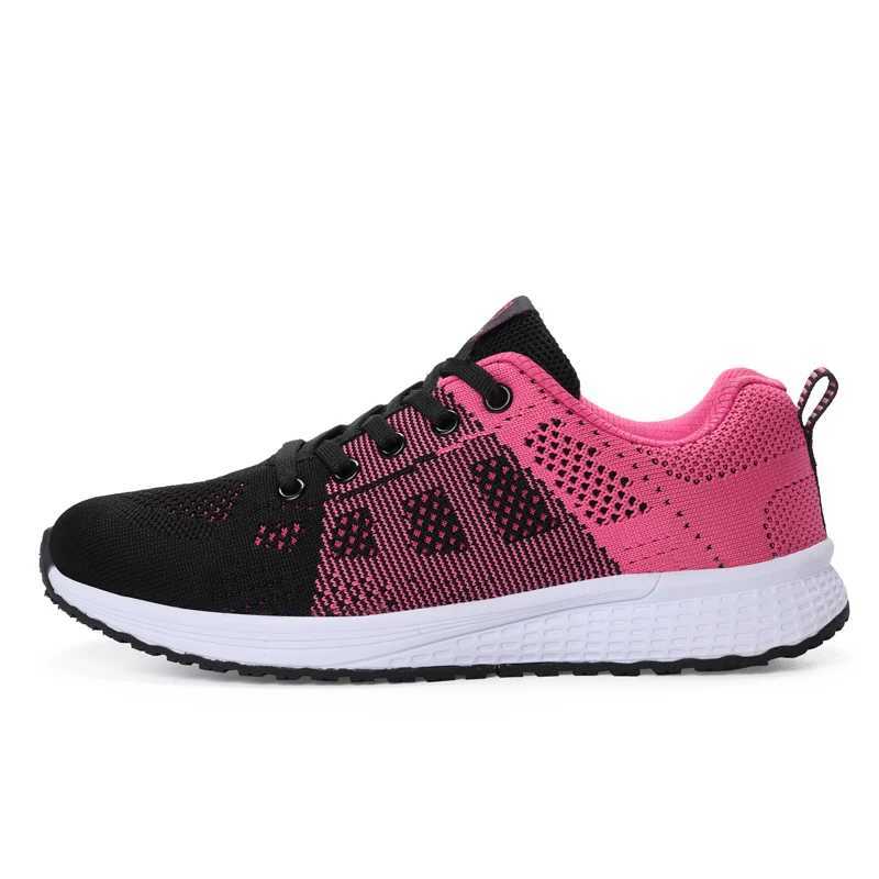 Breathable womens running shoes lightweight anti slip womens sports shoes outdoor soft womens sports shoes lace fashionable tennis shoesW250320