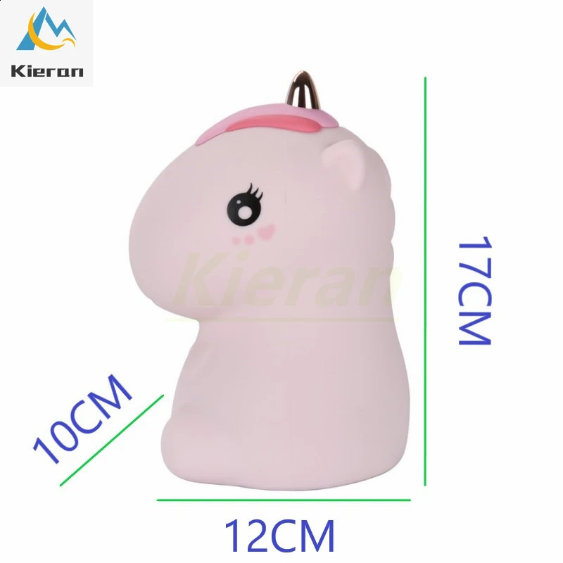 Touch Sensor Unicorn LED Night Lights USB Rechargeable Cartoon Night Lamp Silicone Children Kids Baby Gift Bedroom Bedside Lamp 250319