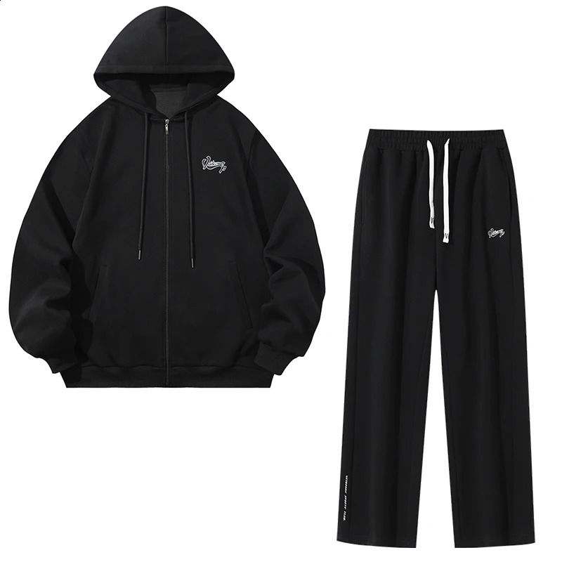 Veidoorn twopiece loose suit casual long sleeved hoodie drag and drop jogging pants set sports shirt Annd 250319