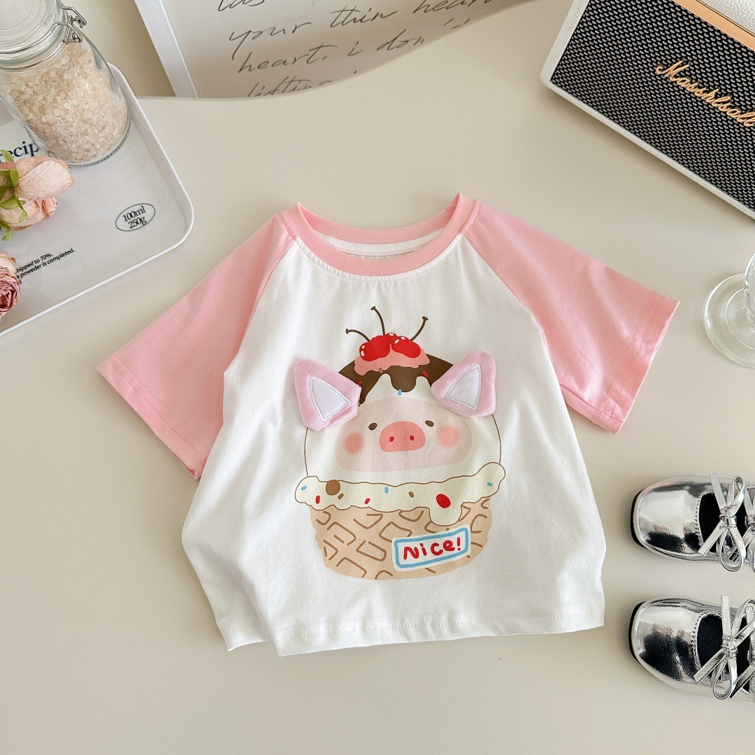 Ddmyshoesvip Girls Short New Summer Outfit And Trendy Children S Clothing Internet Famous Half Sleeved Girls Cotton T Shirt Top