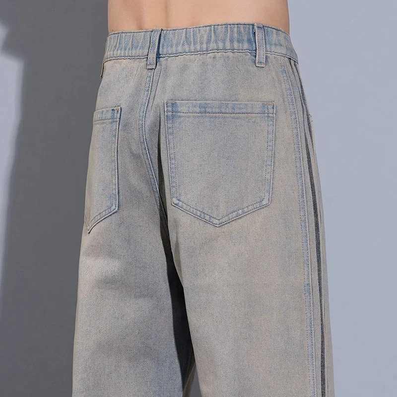 2025 New Mens High Street American Jeans Straight Korean Casual Trouser Fashion Retro Wide Mens Personalized JeansT250319
