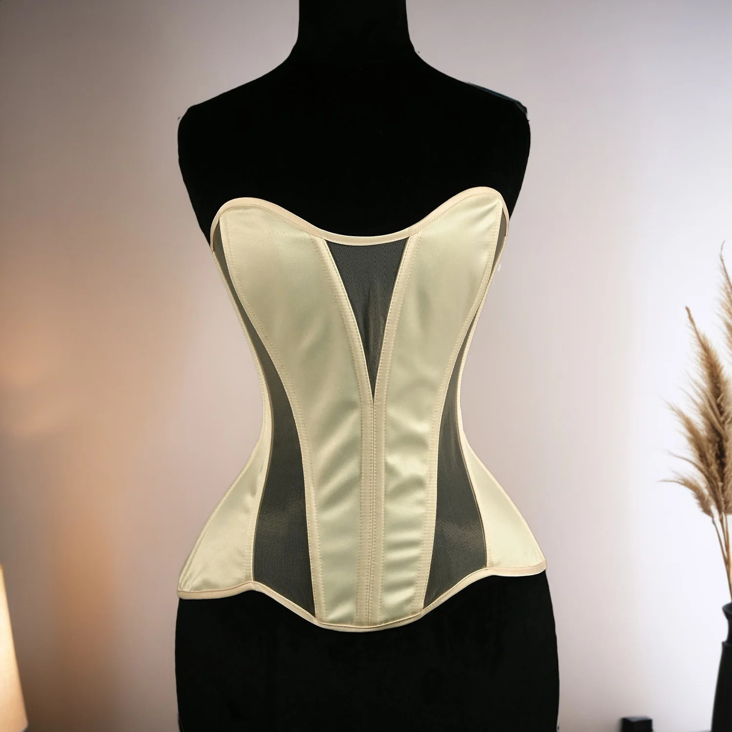 Women Tight Fitting Corset Overbust Lace Up Boned Shapewear Bodices Wedding Party Transparent Quality Mesh Tupe Tops Slimm Waist 250319