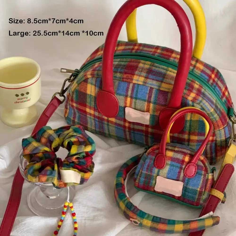 Handbag shoulder bag coin wallet cross shaped bag vintage plaid headphone small coin wallet Christmas coin wallet moms gift Y250319