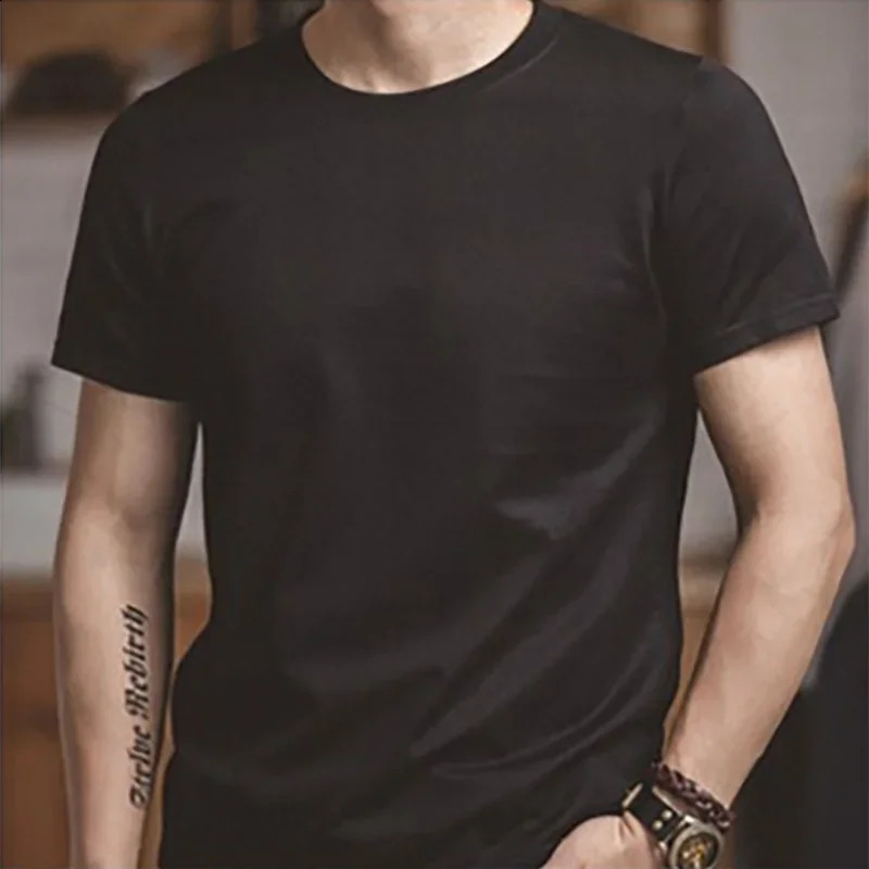 Maden 1Pc/2Pcs pure cotton mens T-shirt short sleeved round neck black beige T-shirt classic overweight tee top 250317