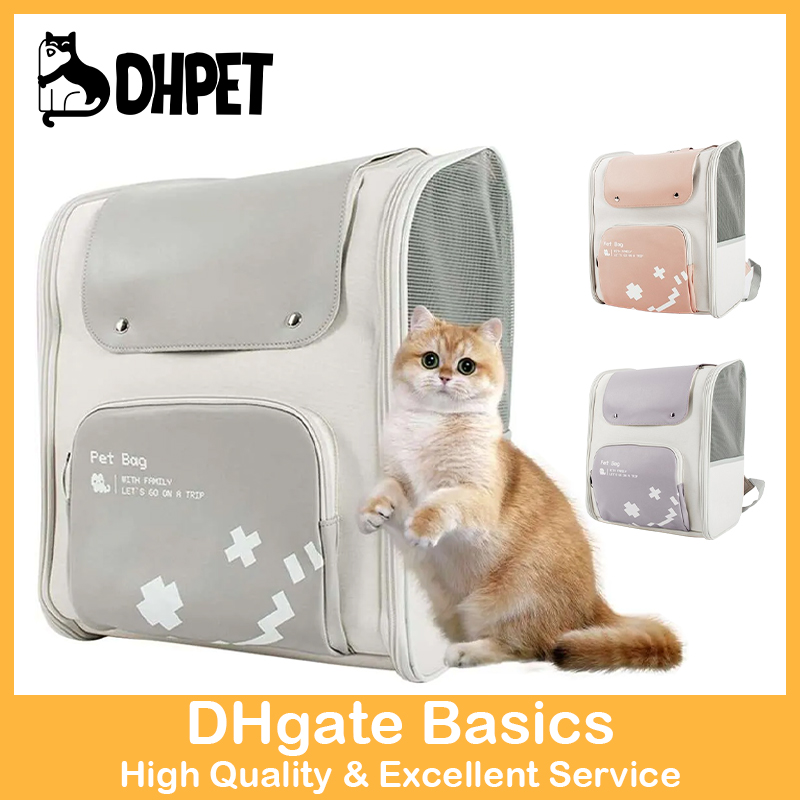 DHpet Airline-Approved Pet Backpack - Grey, with Safety Lock, Ventilated & Comfort Design for Outdoor Trips