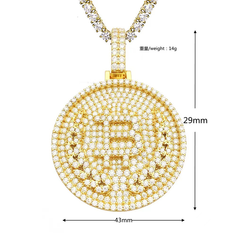 Iced Out Moissanite Bitcoin Pendant S925 Sterling Silver Full D Color Moissanite Hiphop Cuban Pendant Pass Tester 16k Gold Gift