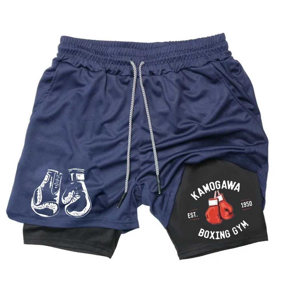 Mens compression gym shorts boxing printed sports pants double layered quick drying basketball beach muscle fitness W250319