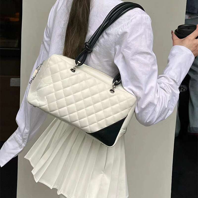 High Quality Vintage Bowg Dia Grid Pillow Bag With High-End Leather Handbag