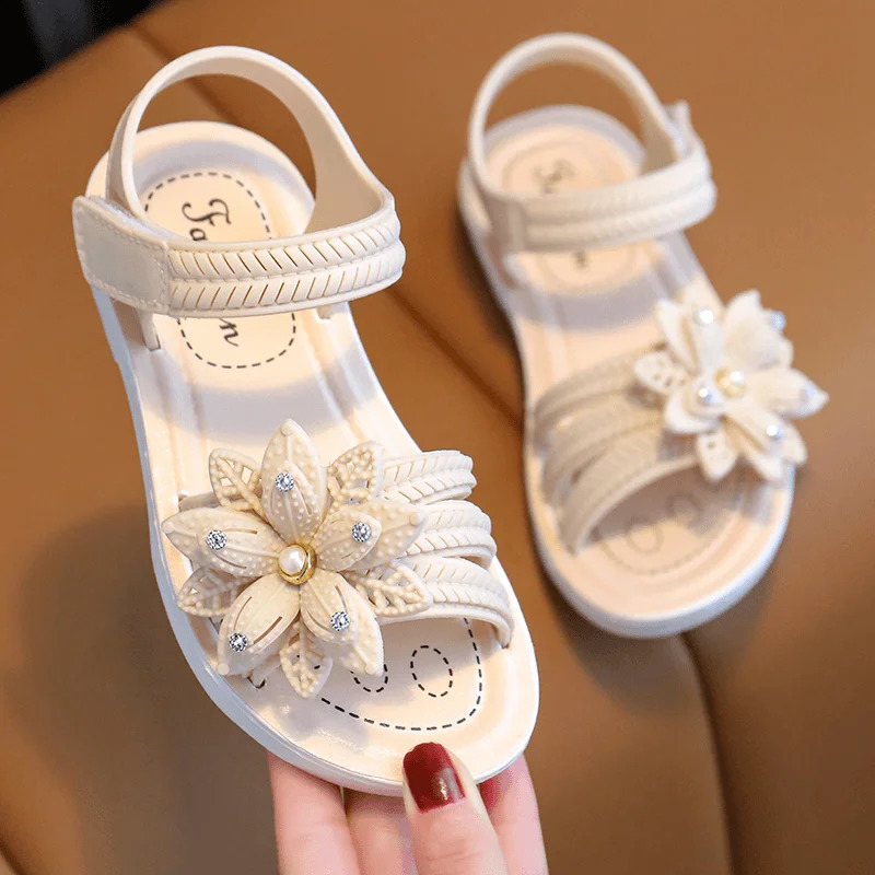 summer cute flower age 28 childrens slippers soft and good sandals suitable for girls anti slip beaver flip up princess shoes 250312