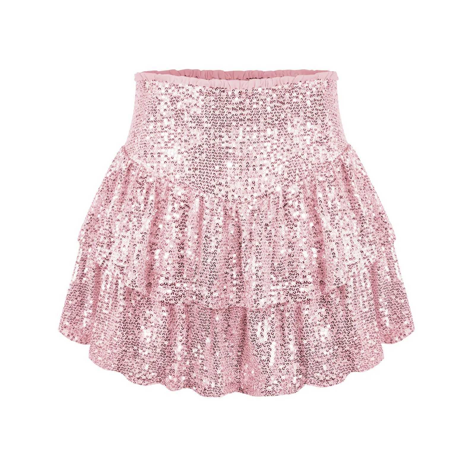 Womens pleated sequin dress fashionable and casual high waisted pleated dress pink fashionable dance carnival party shorts sexy streetwearXJ250320
