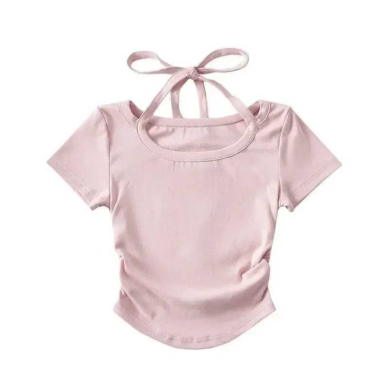 Girls Short Sleeved T-Shirt Kids Slim Top Tees Teenagers Shirts 2024 Summer 2 To 12Yrs Childrens Clothing Korean StyleT250320