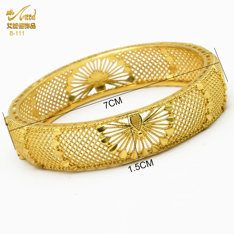 ANIID Fashion Dubai Bridal 24k Gold Color Round Bracelets Bangles Ethiopian Hand Jewelry for Indian Wedding Party Gifts 250320