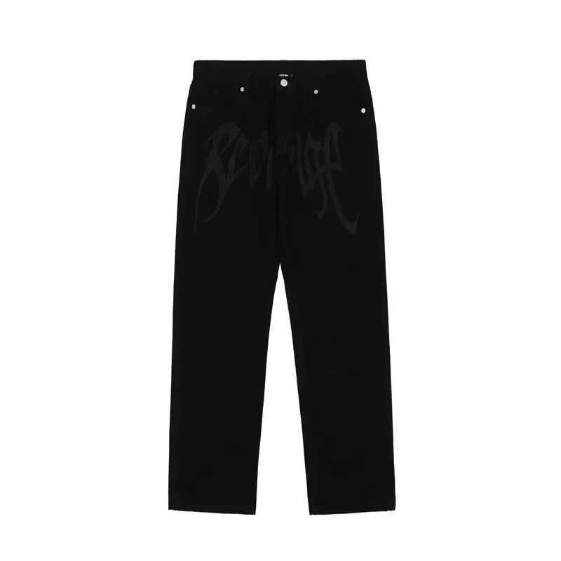 Baggy Jeans mens new 2024 black streetwear Y2k clothing denim Trouser American retro embroidered letter pants straight hip-hopT250319