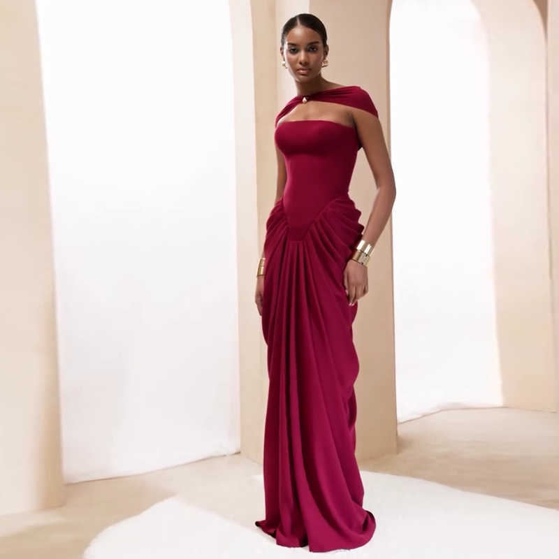 Splicing mid length dress for women, slim fit and slimming, summer backless dress, long skirt 250315