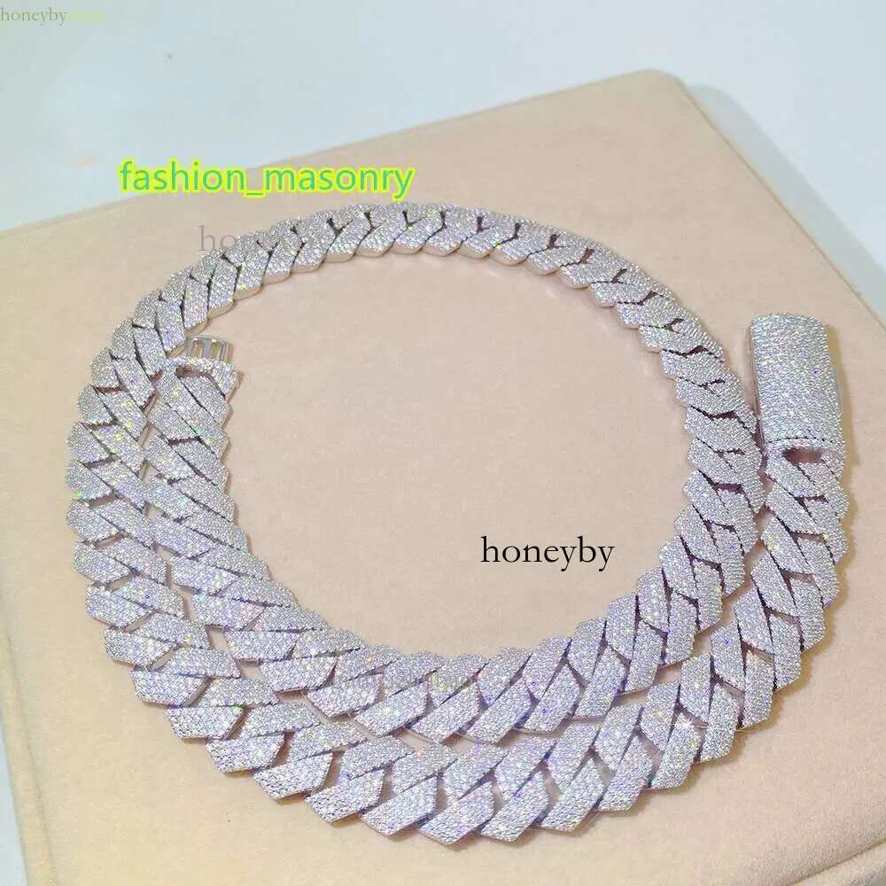 Passed Vvs Test Hip Hop Jewelry Necklace 15mm GRA Ice Out Moissanite Dia Cuban Chain Popular with Rappers
