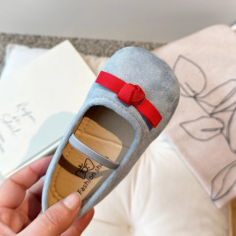 Girls Princess Shoes Suede Elastic Band Round Toe Spring Kids Ballet Flats Elegant Spring Trendy Flexiable Children Mary Janes 250319