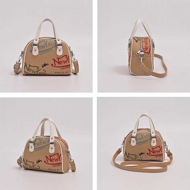 Womens cross body bag leather letter printing New York shell bag large capacity womens handbag Y250319