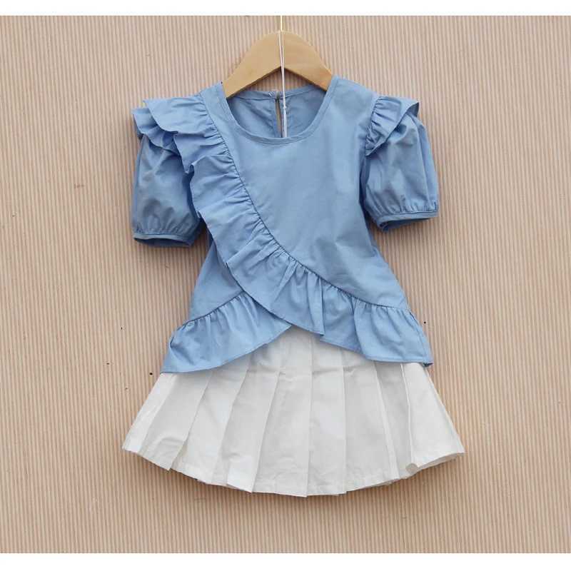 Korean Puff Sleeve Shirts for Teenage Girls Cute Solid Color Blouses Children White Ruffle Sleeve Tops Kids Clothes 8 To 12YearsT250320