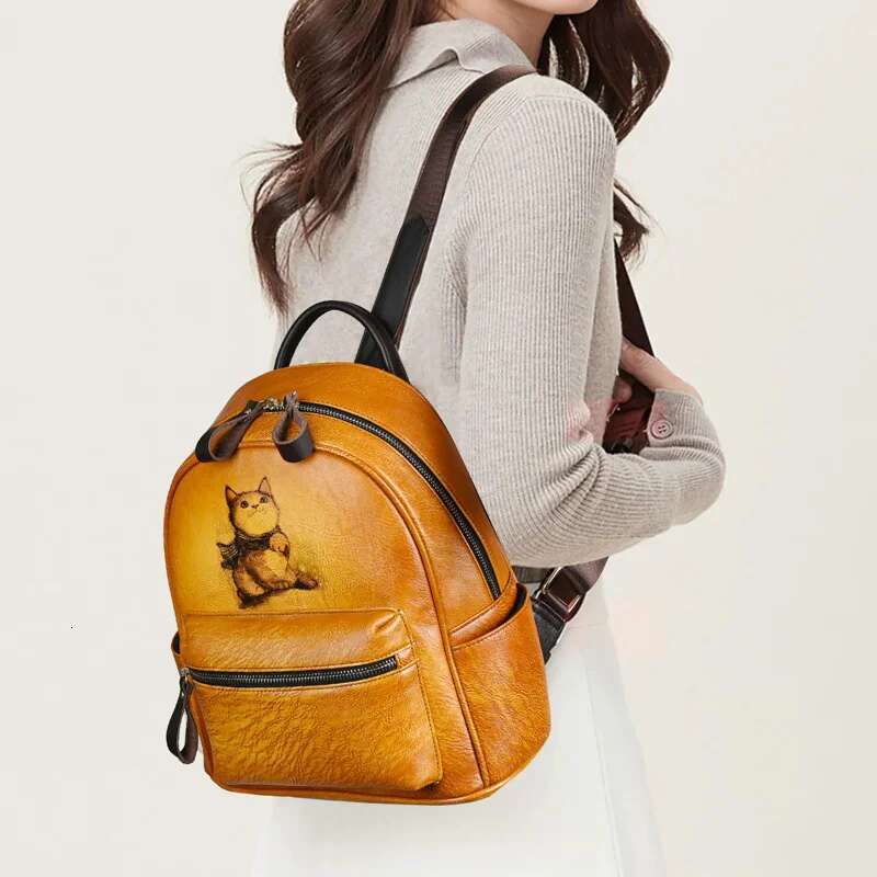 MOTAORA 2025 New Retro Backpacks For Women Bags Designer Hand-Painted Genuine Leather Girls School Backpack Woman Bagpack