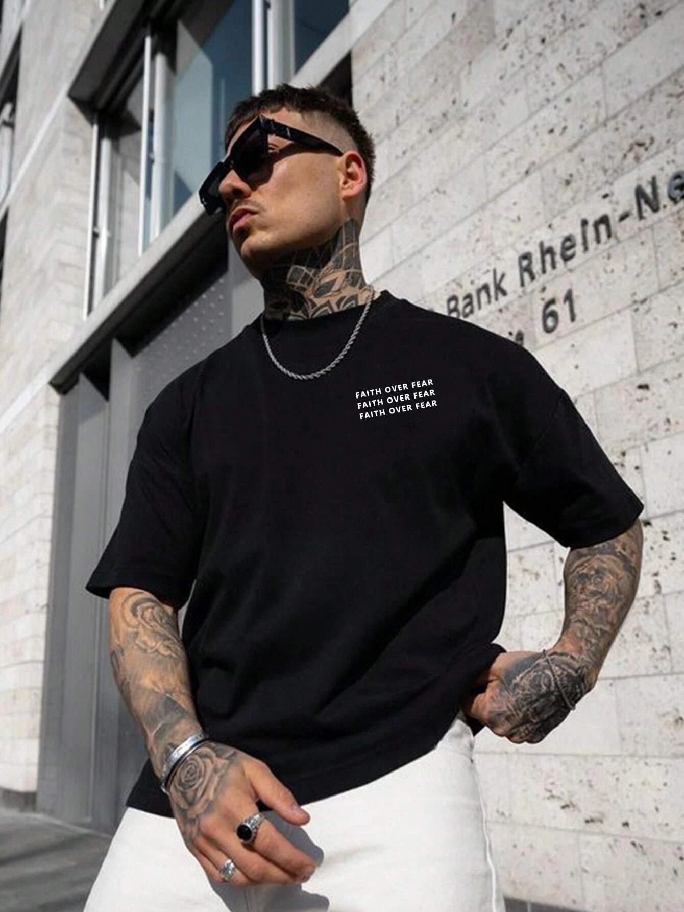 Faith Over Fear Men Cotton Tshirt y Fashion Big Size Top Casual Short Sleeve Streetwear Classic Arrival Tee 4XL 250320