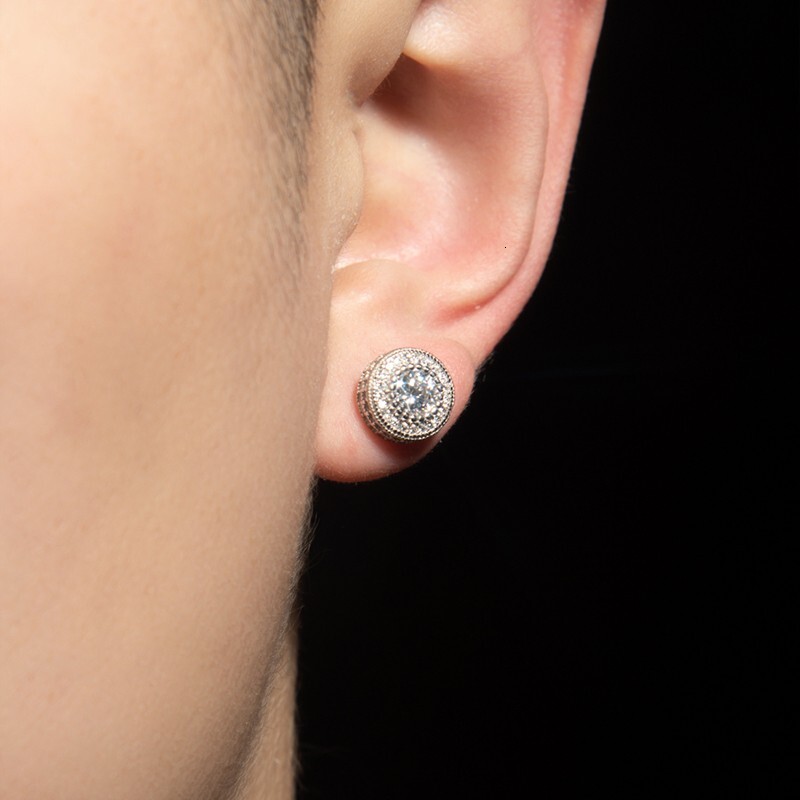 Dropshipping Hip Hop Fashion Jewelry Round CZ Zircon One Piece Stud Earrings For Women Y2k Accessories Free Item Shipping