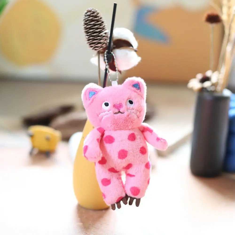 Creative Stuffed Animal Polka Dot Cat Keychain Bag Pendant Plush Doll Cat Plush Key Ring Soft Decoration Plush Toy KidsXJ250319