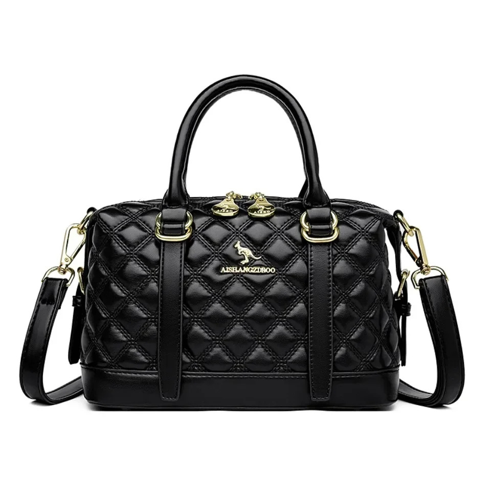 High quality soft leather womens shoulder bag handbag fashionable womens large capacity Boston bag 250318