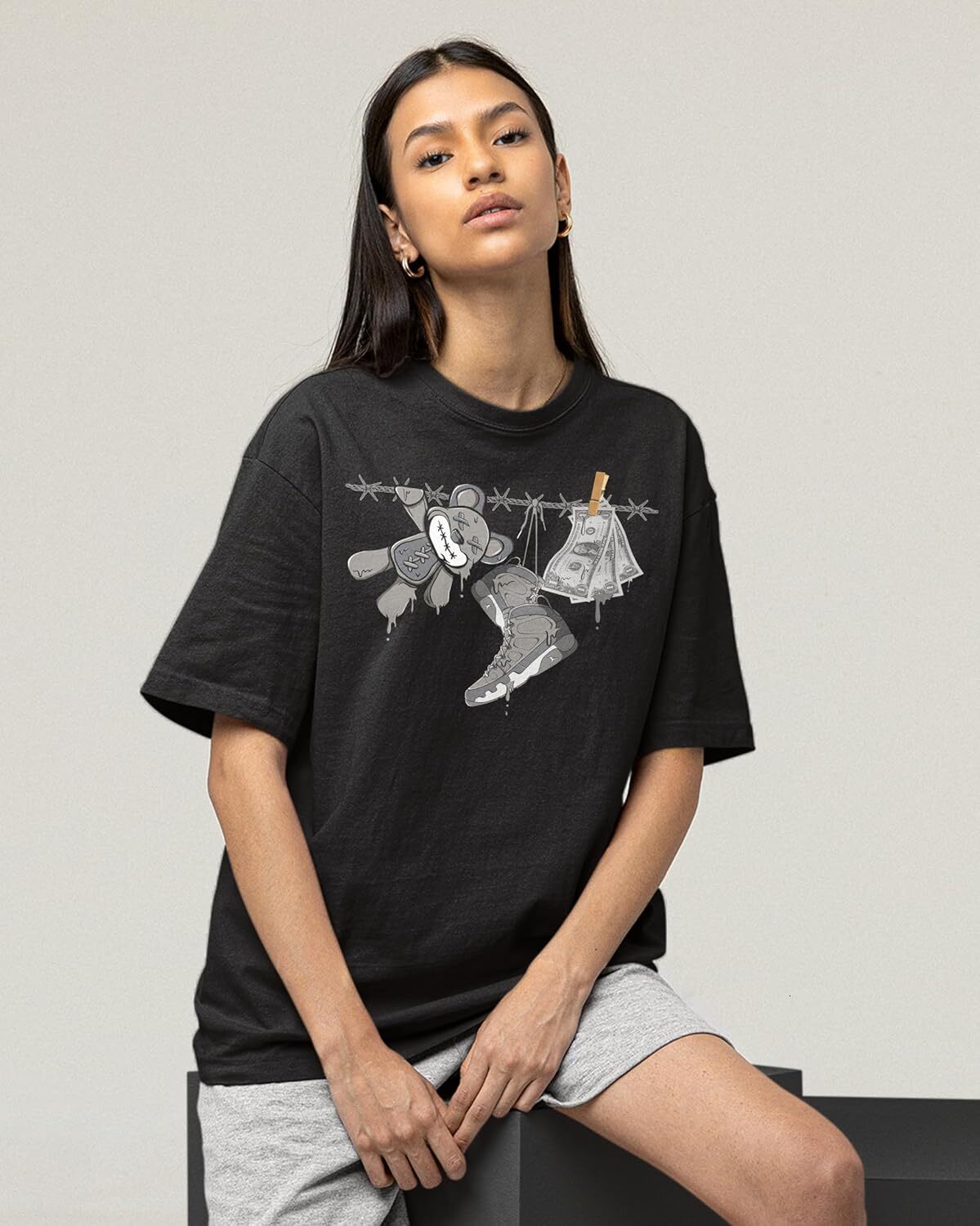 T shirt for Mens AJ Cool Gray Shirt, Shoes Drip, Shirts Match Sneakers 2D Sneaker Graphic Tee Casual Tops Clothes Short sleeve