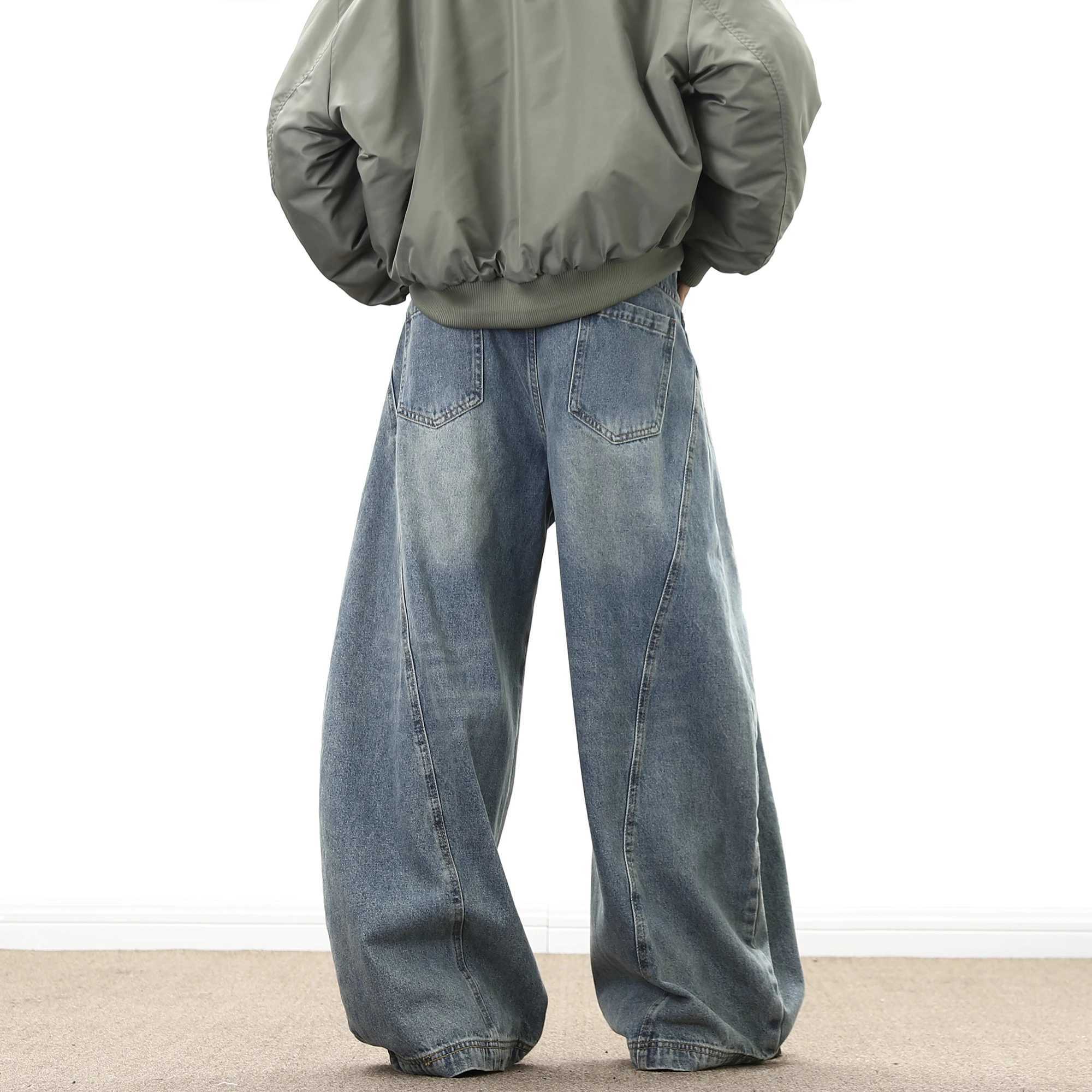 Men 2025 New Trendy Wide Leg Loose Fit Jeans Casual Streetwear Relaxed Baggy Denim Pant Fashion Design Mens Trousers Hot SellingT250319