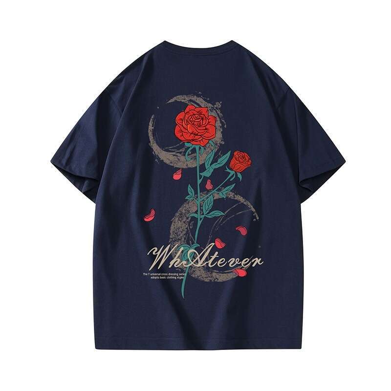 2025 Summer New Colorful Butterfly Trendy Brand Round Neck Short sleeved T-shirt for Men, Loose and Versatile Printed Pure Cotton Top