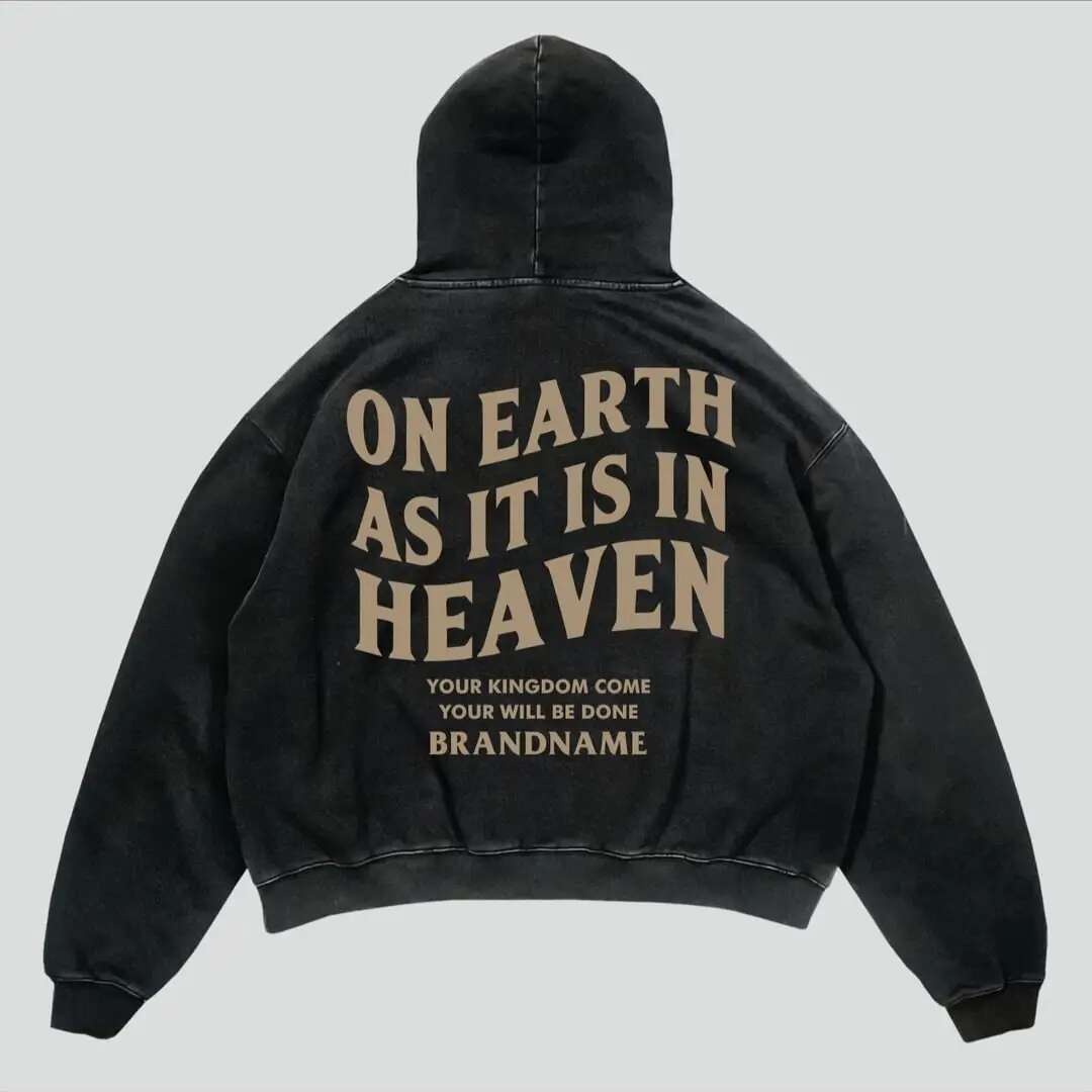 Vintage Gothic Style Black Hoodie Sweatshirt For Men With Y2k Fashion Printing Women Trend High Street Oversize Pullover New