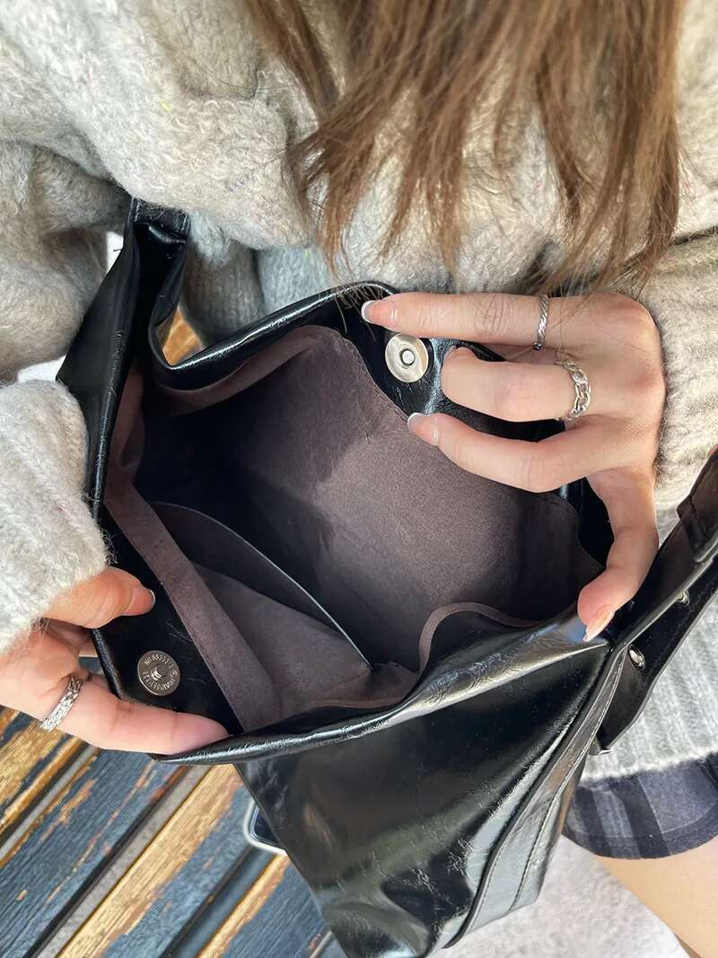Large Women Handbag Designer Shoulder For Big Bucket Bag Female Rivets PU Leather Lady Totes Black