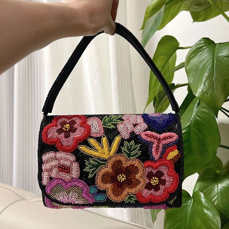 DOYUTIG Brand Indian's Handmade Bead Wer Tote Embroidery Beads Diagonal Handbag Vintage Party Single Shoulder Bag N021