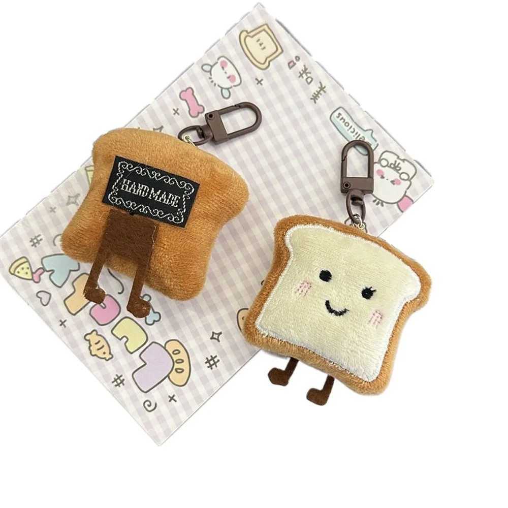 Toast Bread Plush Bread Keychain Ins Decoration Charm Cute Key Chain Kawaii Cartoon Bread Keyring Backpack PendantXJ250319
