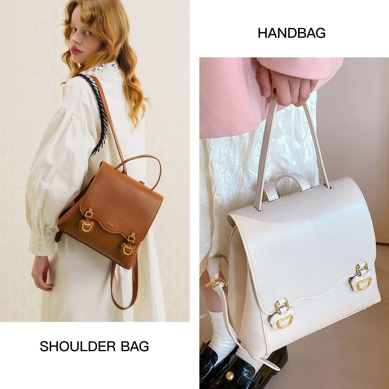 TOUTOU Fashionable And Versatile Backpack Spacious Minimalist Double Shoulder Bag With Lovely Bear For School, Work, Daily Use