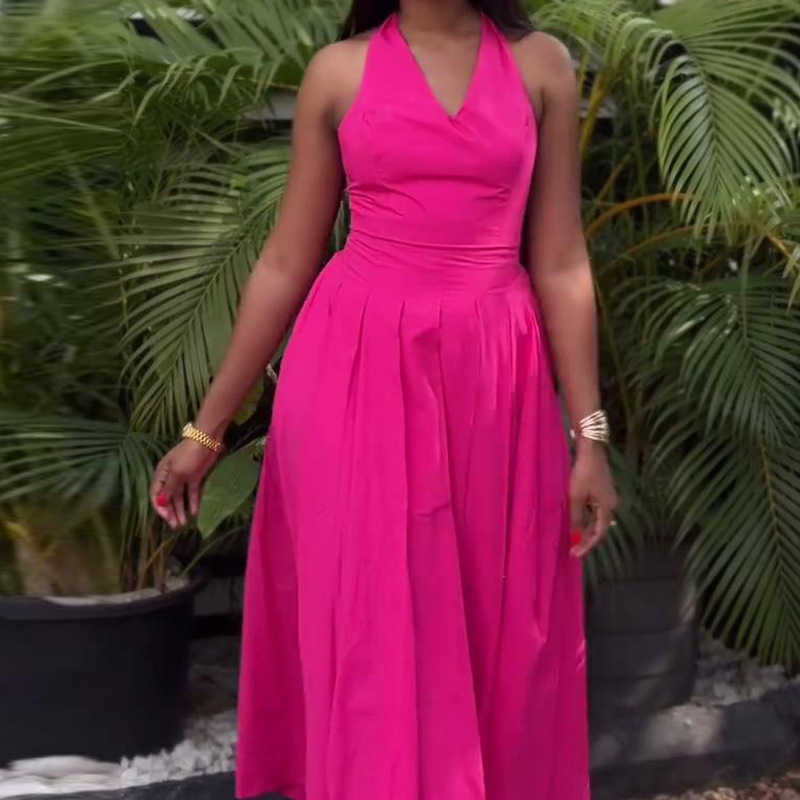 Women's High Waist Big Swing Dress, Tank Top, Long Dress, Female 250315